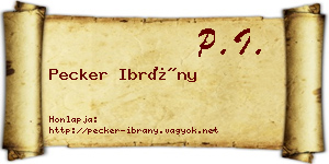 Pecker Ibrány névjegykártya